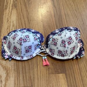 Victoria's Secret Navy and Pink Patterned Bikini Top